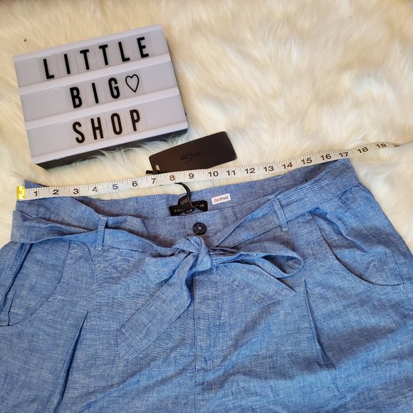 Women's Silver Jeans Co Blue Linen Shorts Size 20 - Picture 2 of 11